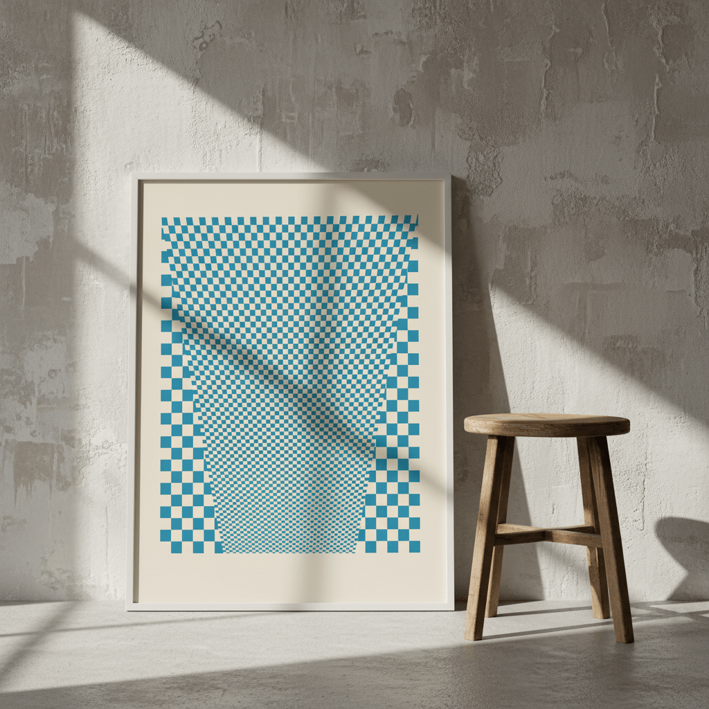 Blue Geometric Tiles wall - art - picture - poster