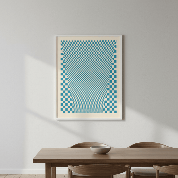 Blue Geometric Tiles wall - art - picture - poster