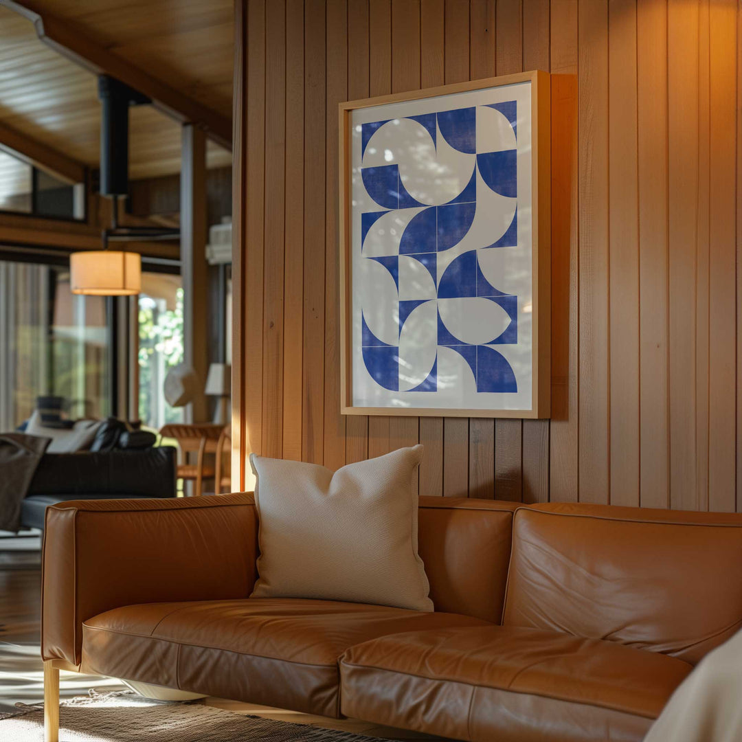 Abstract wall art timber border living area