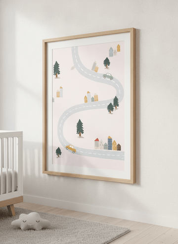 Soft neutral wall art styled in a serene nursery with pastel tones