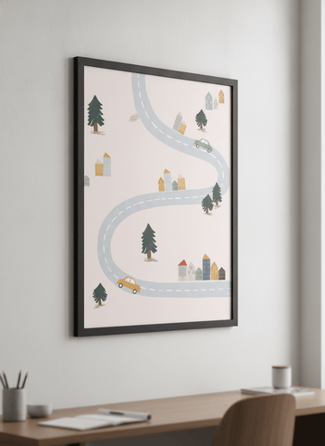 Contemporary wall art featured in a bright modern office workspace