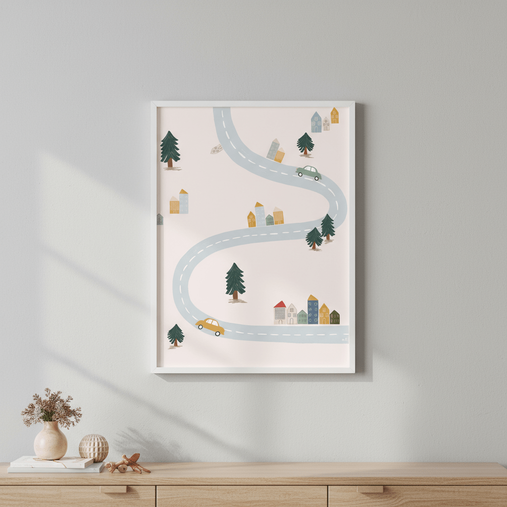 Blue Green Village by Menina Lisboa wall - art - picture - poster