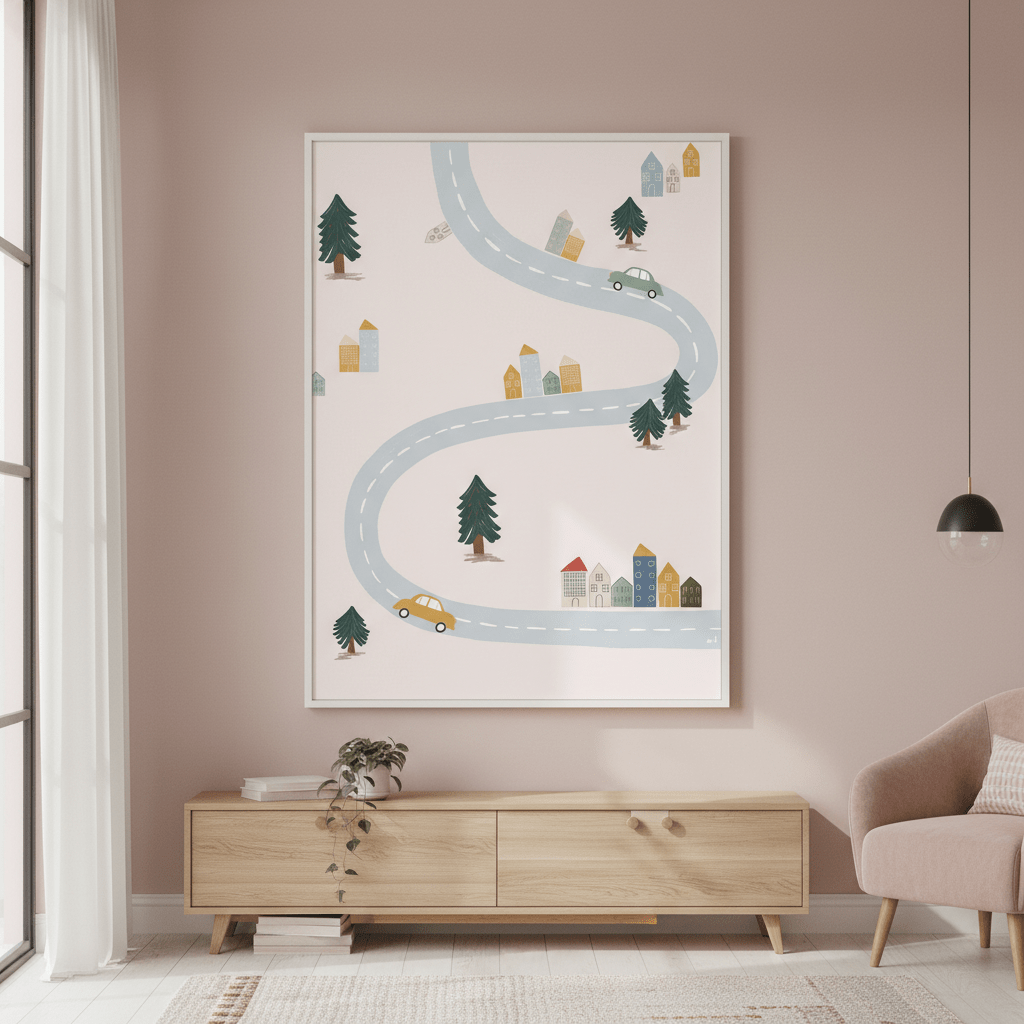 Blue Green Village by Menina Lisboa wall - art - picture - poster