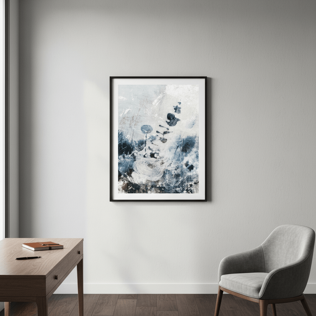 Blue Grunge Floral by Deer Muskeeter wall - art - picture - poster