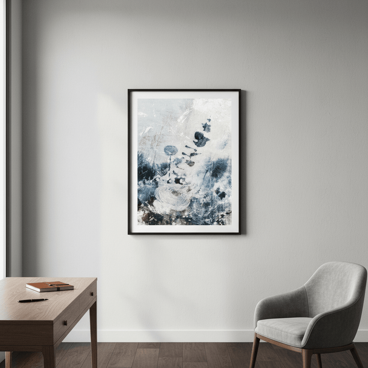 Blue Grunge Floral by Deer Muskeeter wall - art - picture - poster