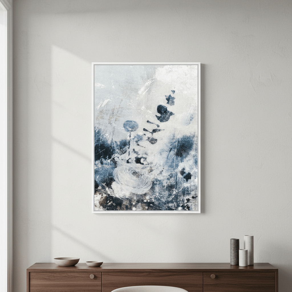 Blue Grunge Floral by Deer Muskeeter wall - art - picture - poster