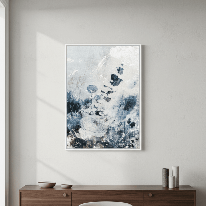 Blue Grunge Floral by Deer Muskeeter wall - art - picture - poster