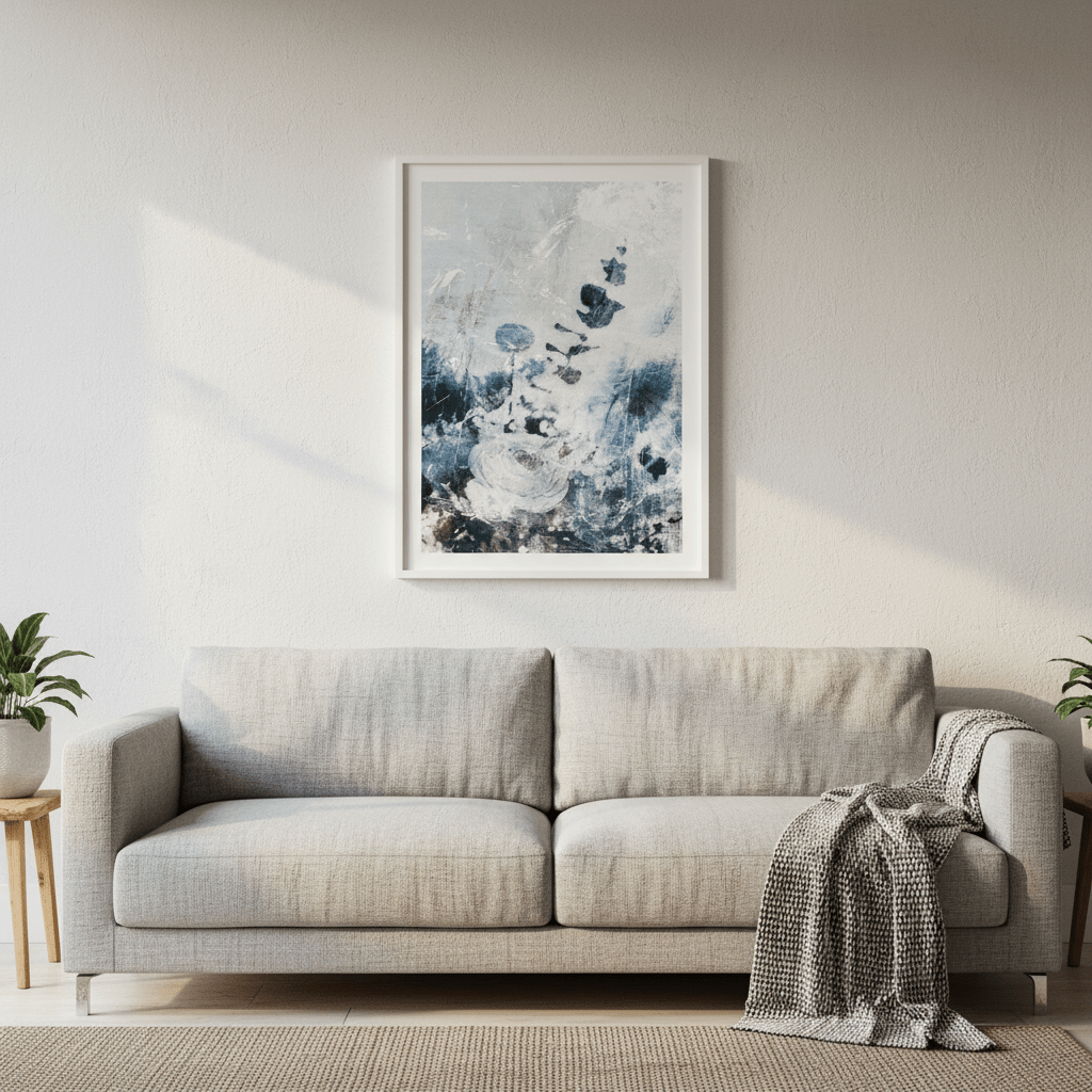 Blue Grunge Floral by Deer Muskeeter wall - art - picture - poster