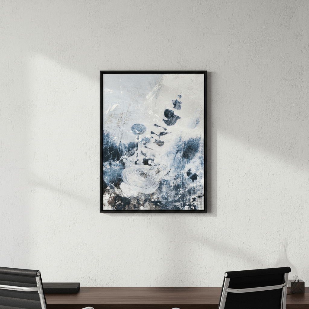 Blue Grunge Floral by Deer Muskeeter wall - art - picture - poster