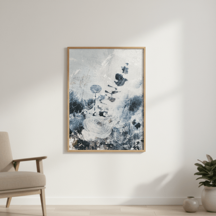 Blue Grunge Floral by Deer Muskeeter wall - art - picture - poster