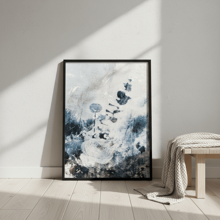 Blue Grunge Floral by Deer Muskeeter wall - art - picture - poster