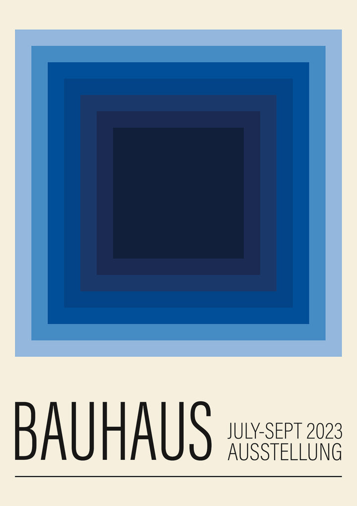 blue haze bauhaus abstract wall art frame