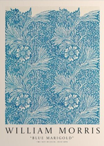 Blue Marigold Pattern Wall Art by William Morris