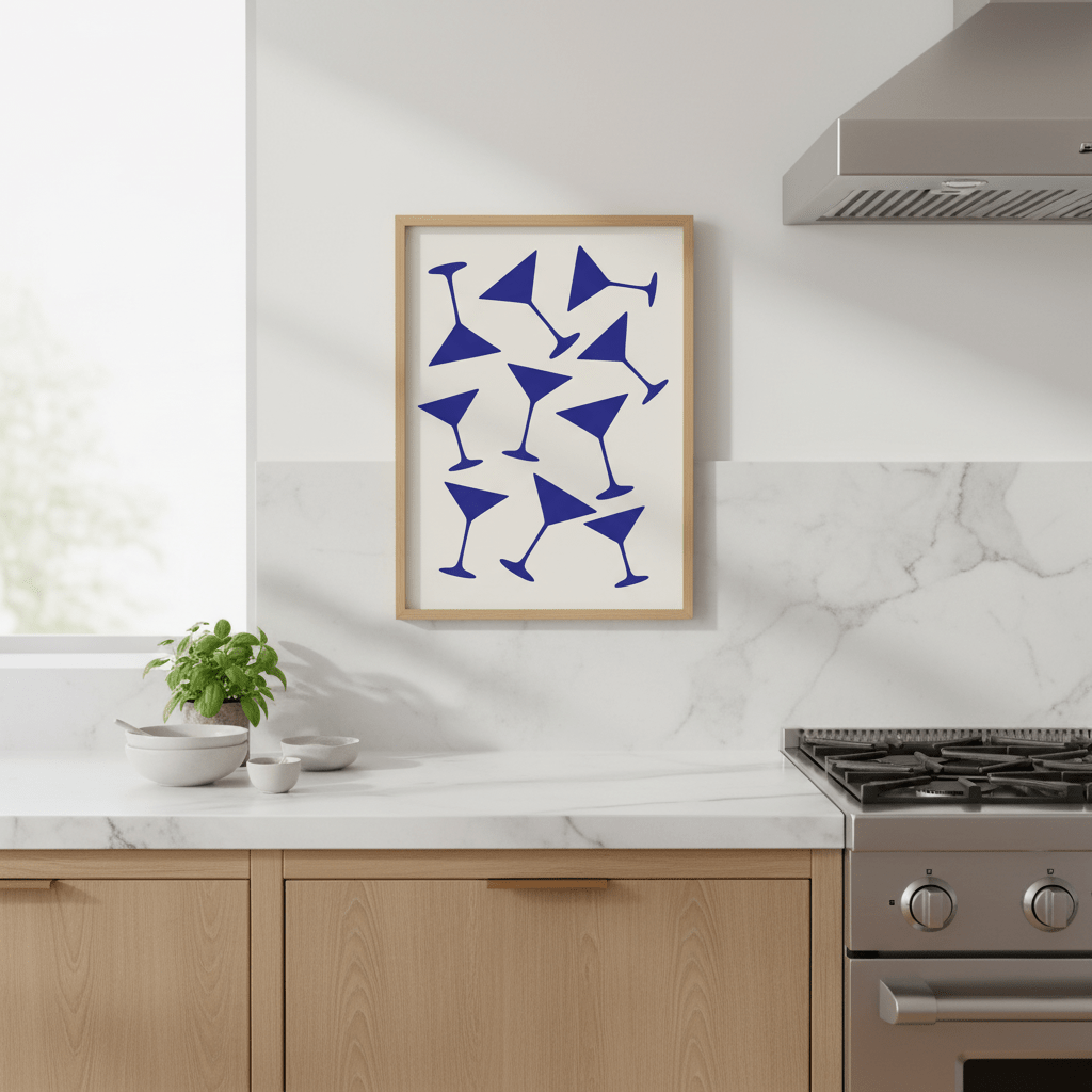 Blue Martini Repeated Pattern Wall Art wall - art - picture - poster