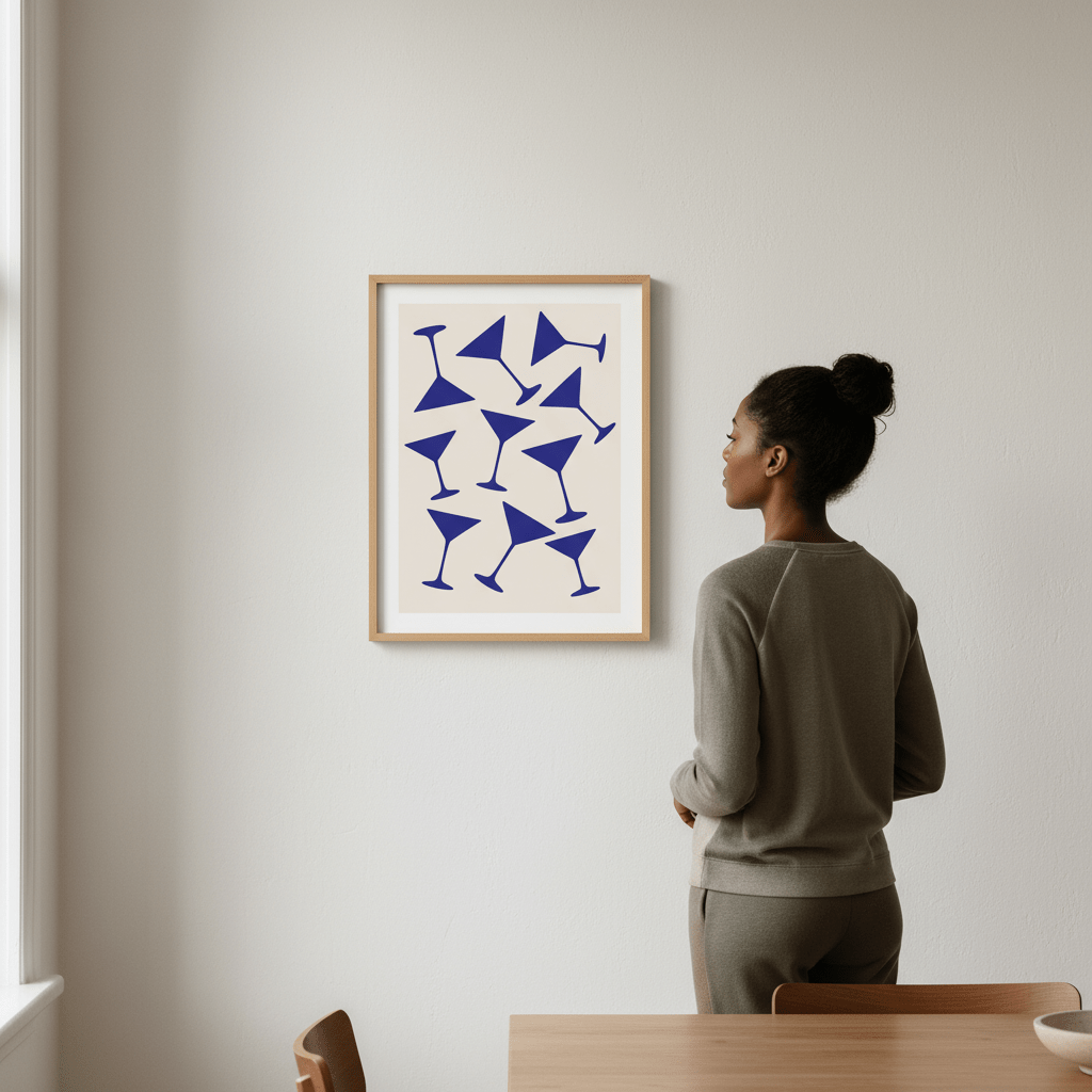 Blue Martini Repeated Pattern Wall Art wall - art - picture - poster