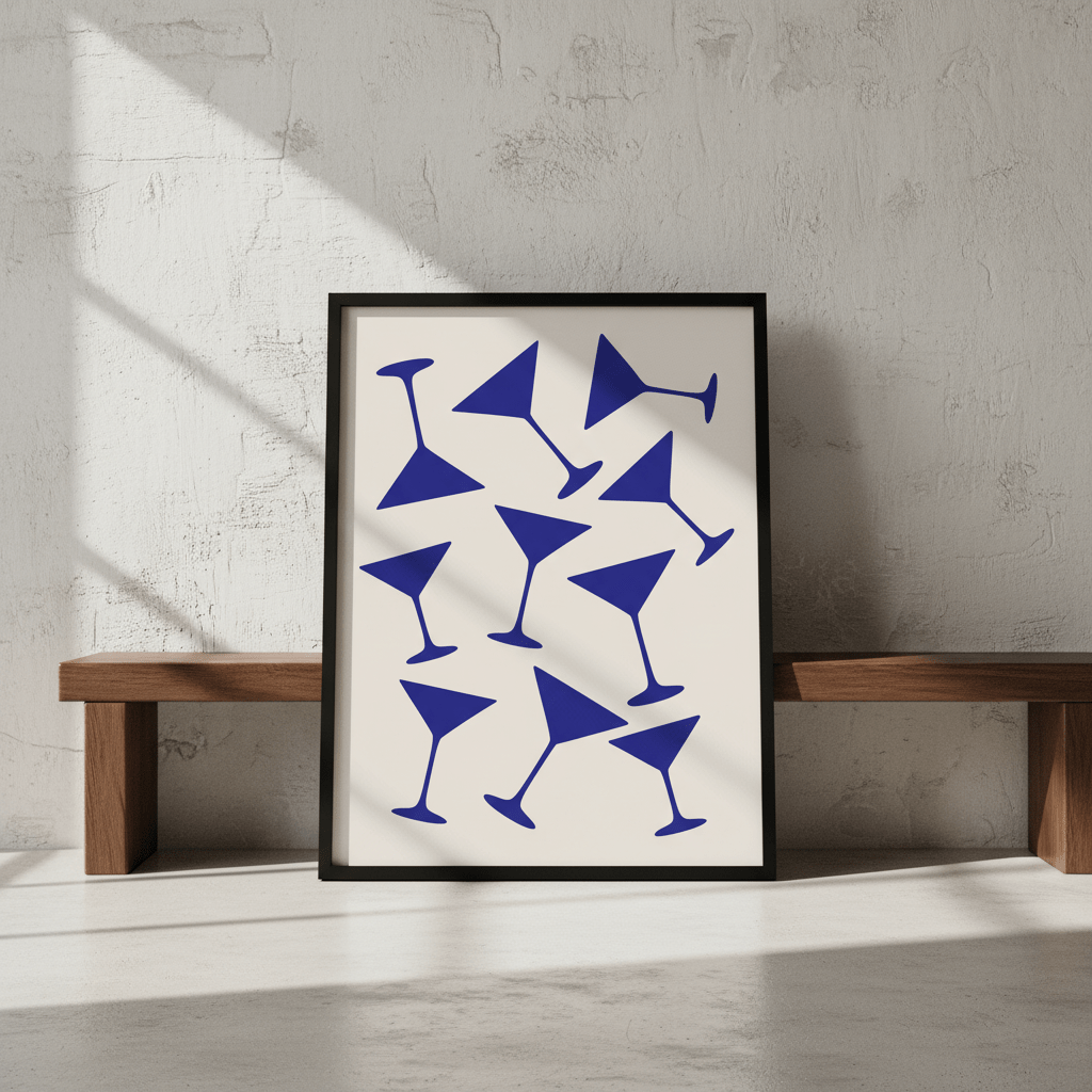 Blue Martini Repeated Pattern Wall Art wall - art - picture - poster