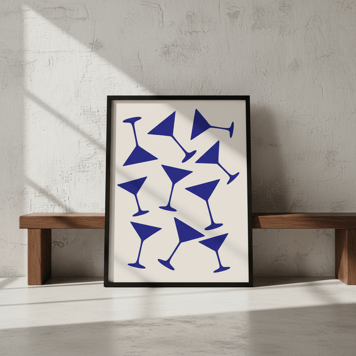 Blue Martini Repeated Pattern Wall Art wall - art - picture - poster
