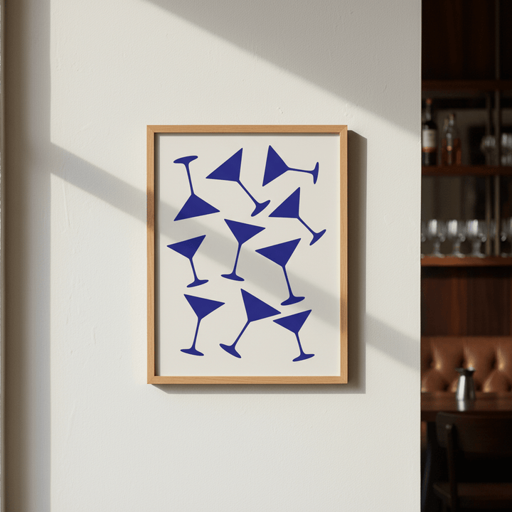 Blue Martini Repeated Pattern Wall Art wall - art - picture - poster