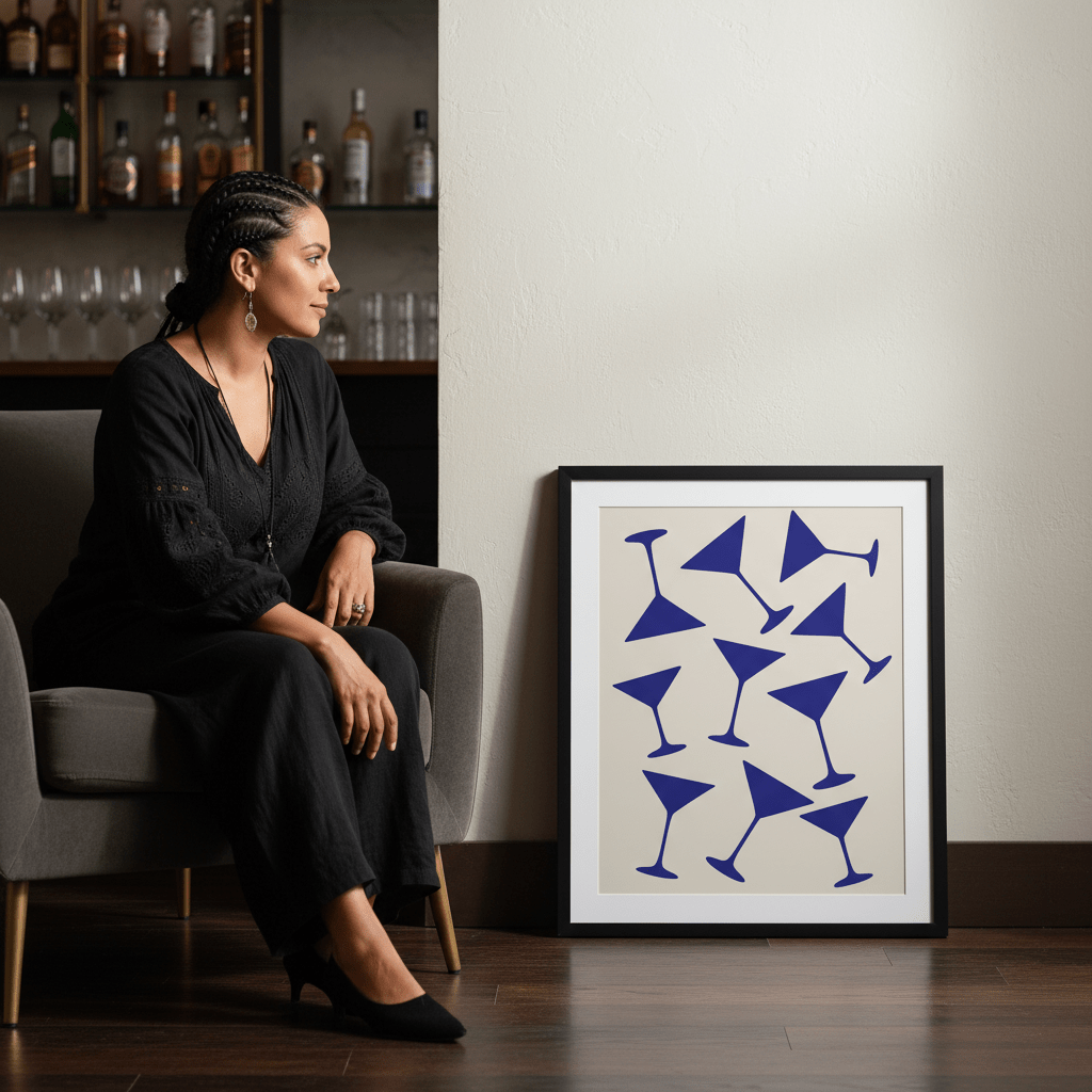 Blue Martini Repeated Pattern Wall Art wall - art - picture - poster