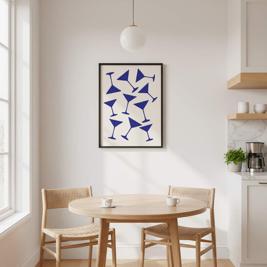 Blue Martini Repeated Pattern Wall Art wall - art - picture - poster