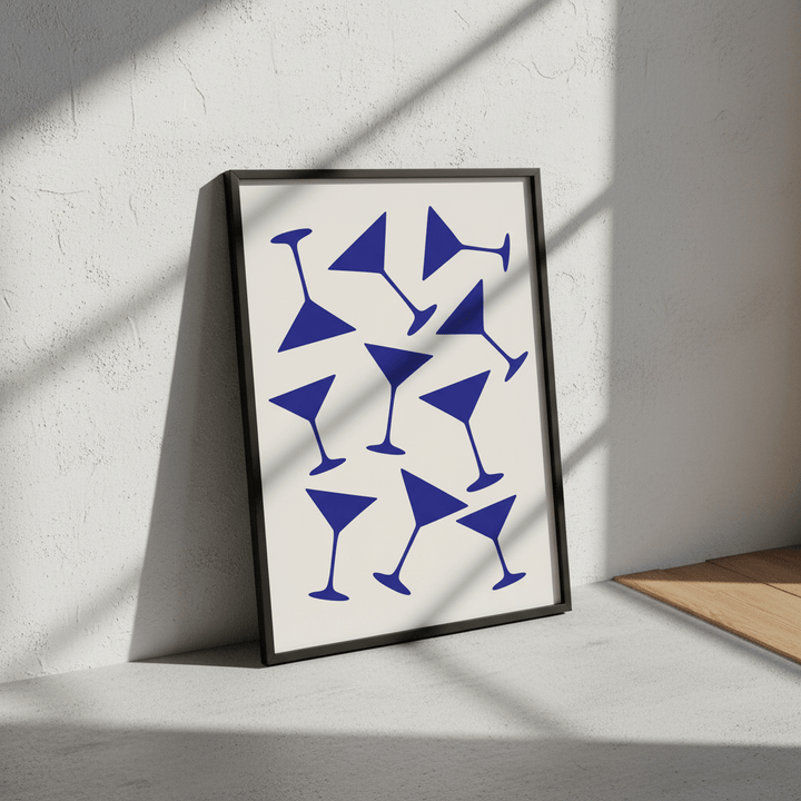 Blue Martini Repeated Pattern Wall Art wall - art - picture - poster