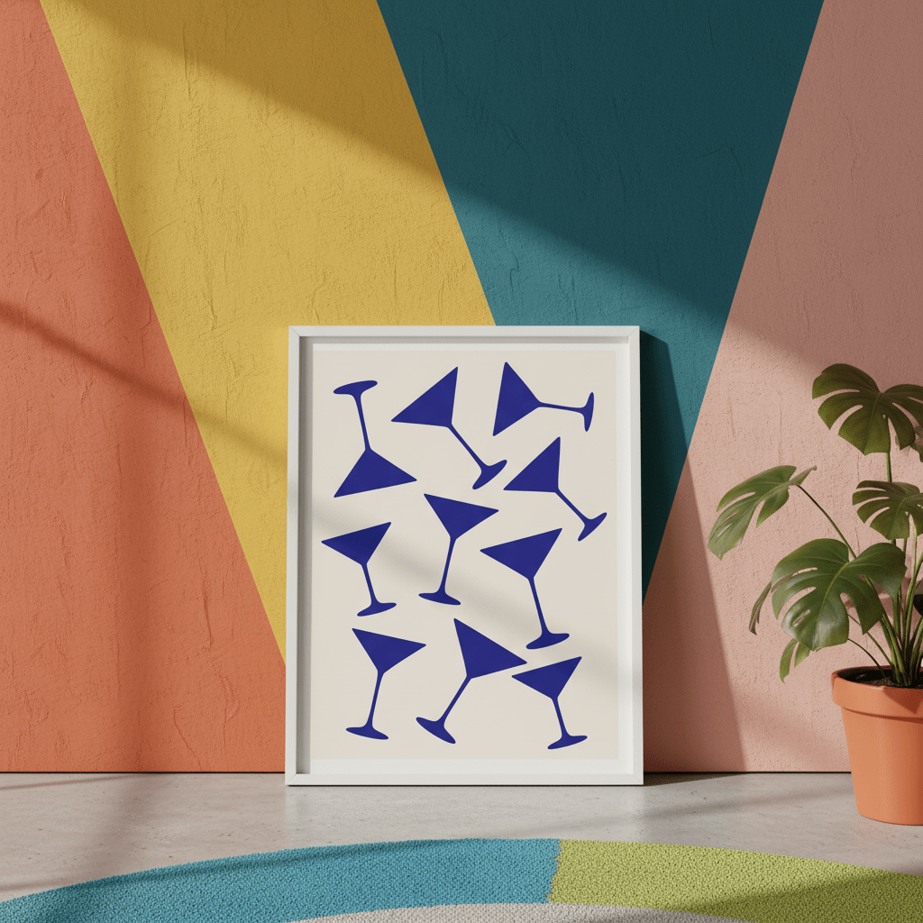 Blue Martini Repeated Pattern Wall Art wall - art - picture - poster