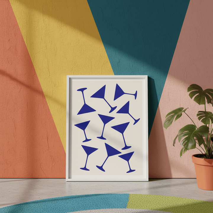 Blue Martini Repeated Pattern Wall Art wall - art - picture - poster