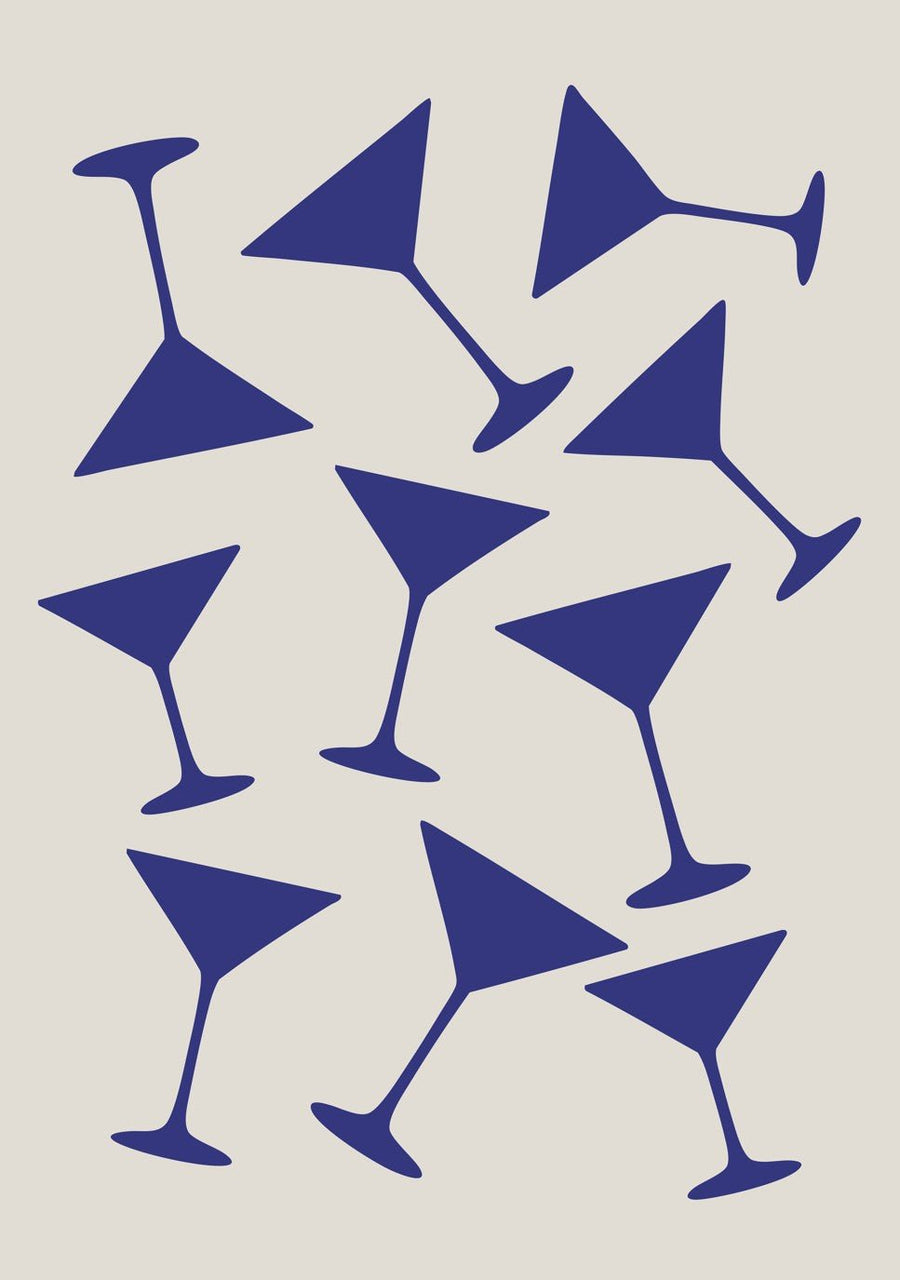 Blue Martini Repeated Pattern Wall Art