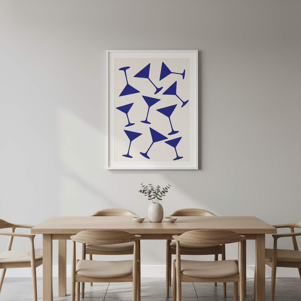 Blue Martini Repeated Pattern Wall Art wall - art - picture - poster