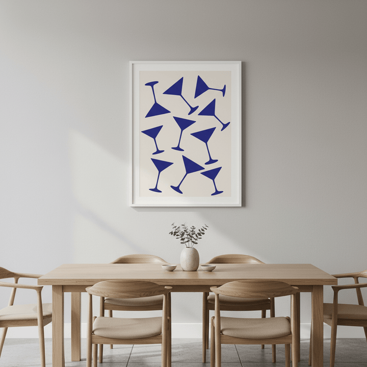 Blue Martini Repeated Pattern Wall Art wall - art - picture - poster