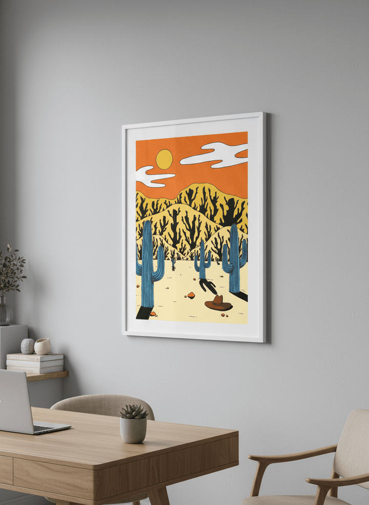 Contemporary wall art featured in a bright modern office workspace