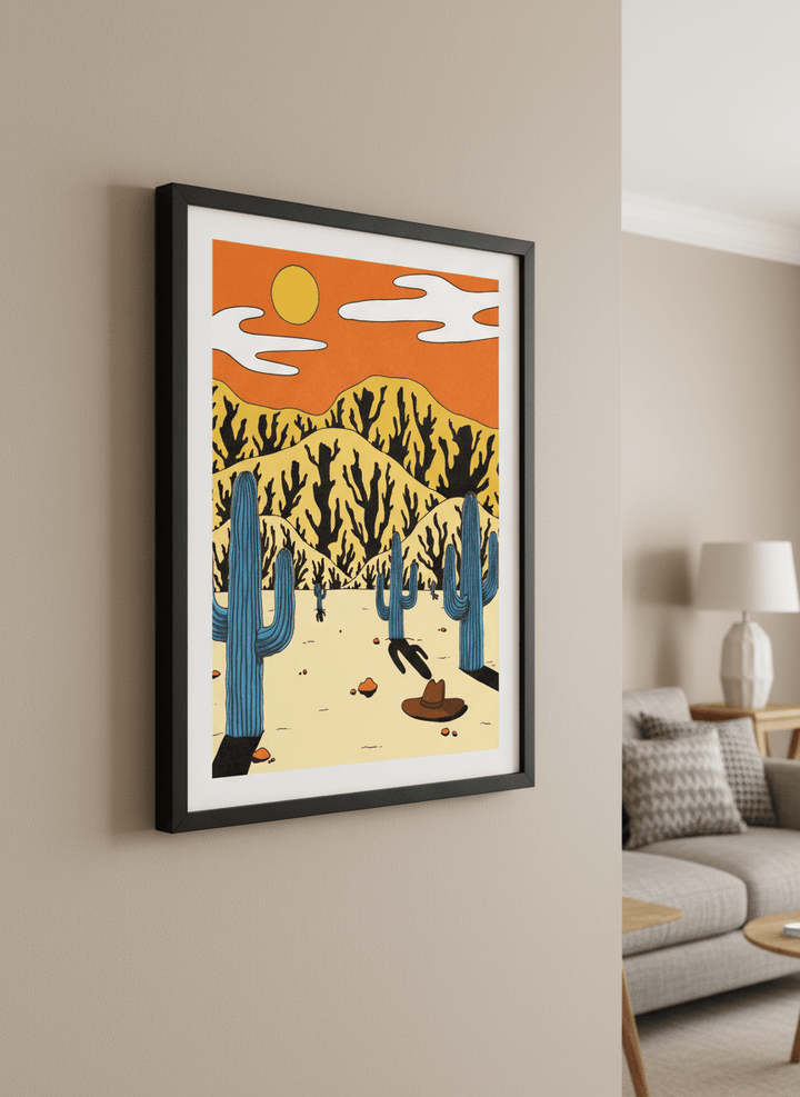 Modern wall art styled above a sofa in a neutral living room