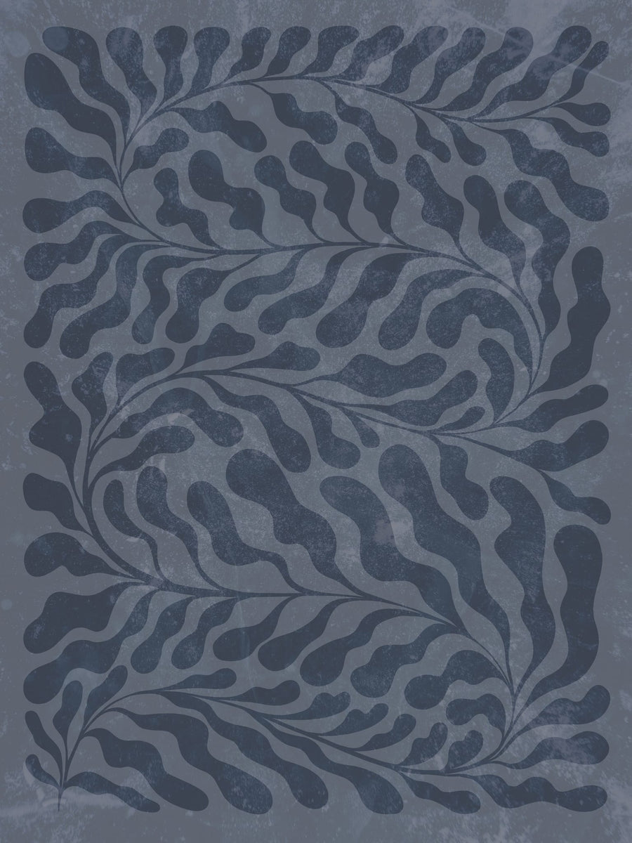 Blue Organic Leaf Pattern By Dominique Vari | Art & Canvas Print