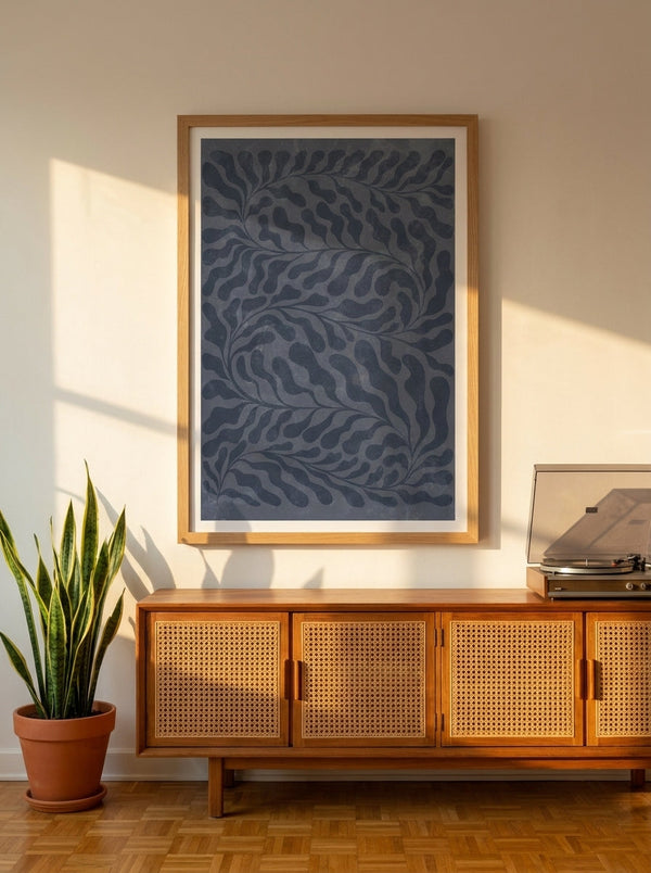 Blue Organic Leaf Pattern By Dominique Vari | Art & Canvas Print