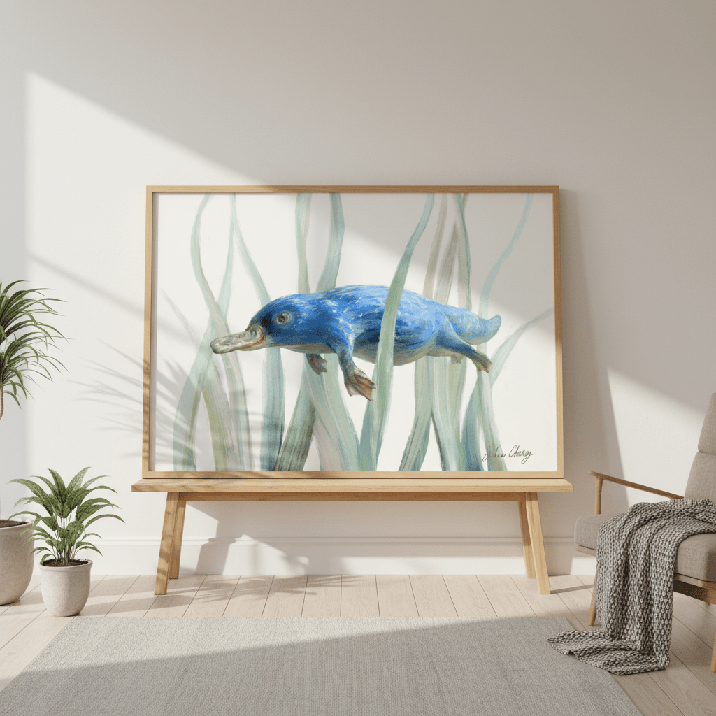 Blue Platypus by Julia Cheney wall - art - picture - poster