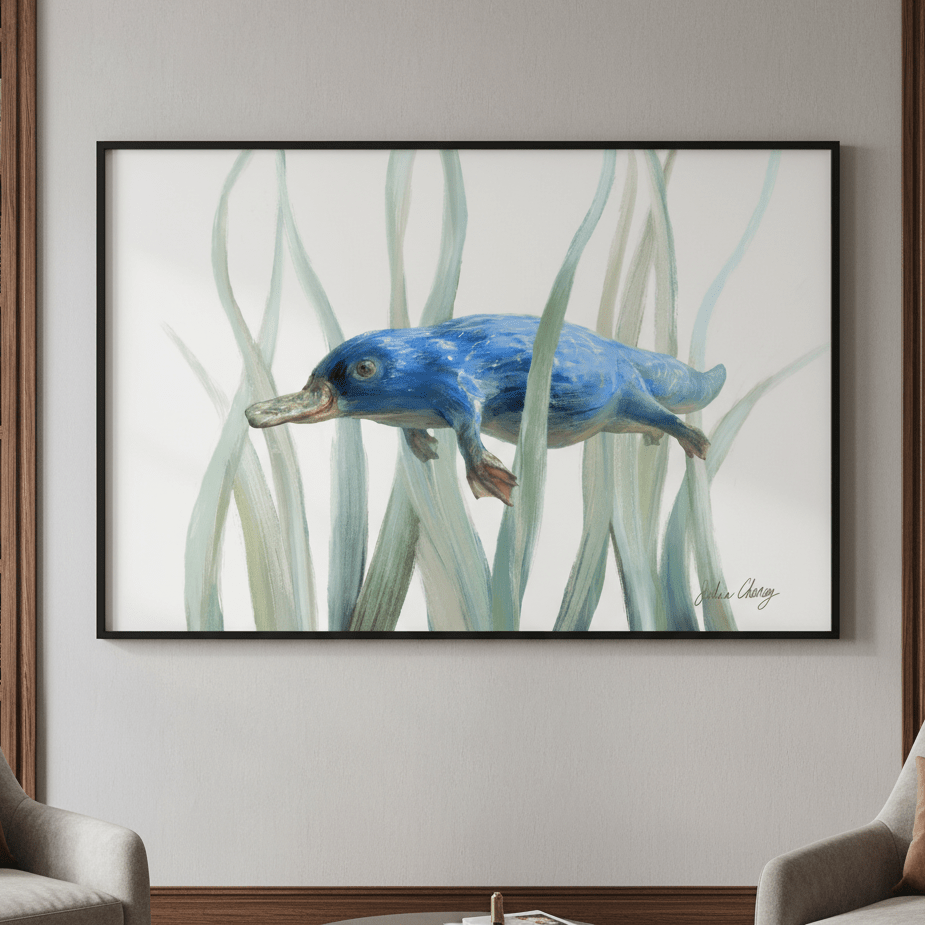 Blue Platypus by Julia Cheney wall - art - picture - poster