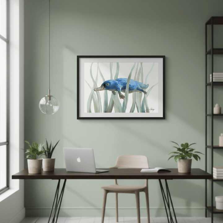 Blue Platypus by Julia Cheney wall - art - picture - poster