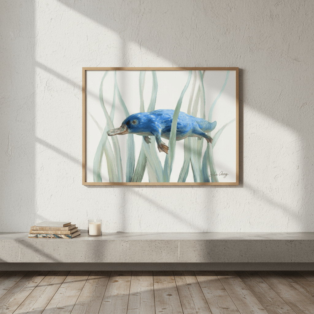 Blue Platypus by Julia Cheney wall - art - picture - poster