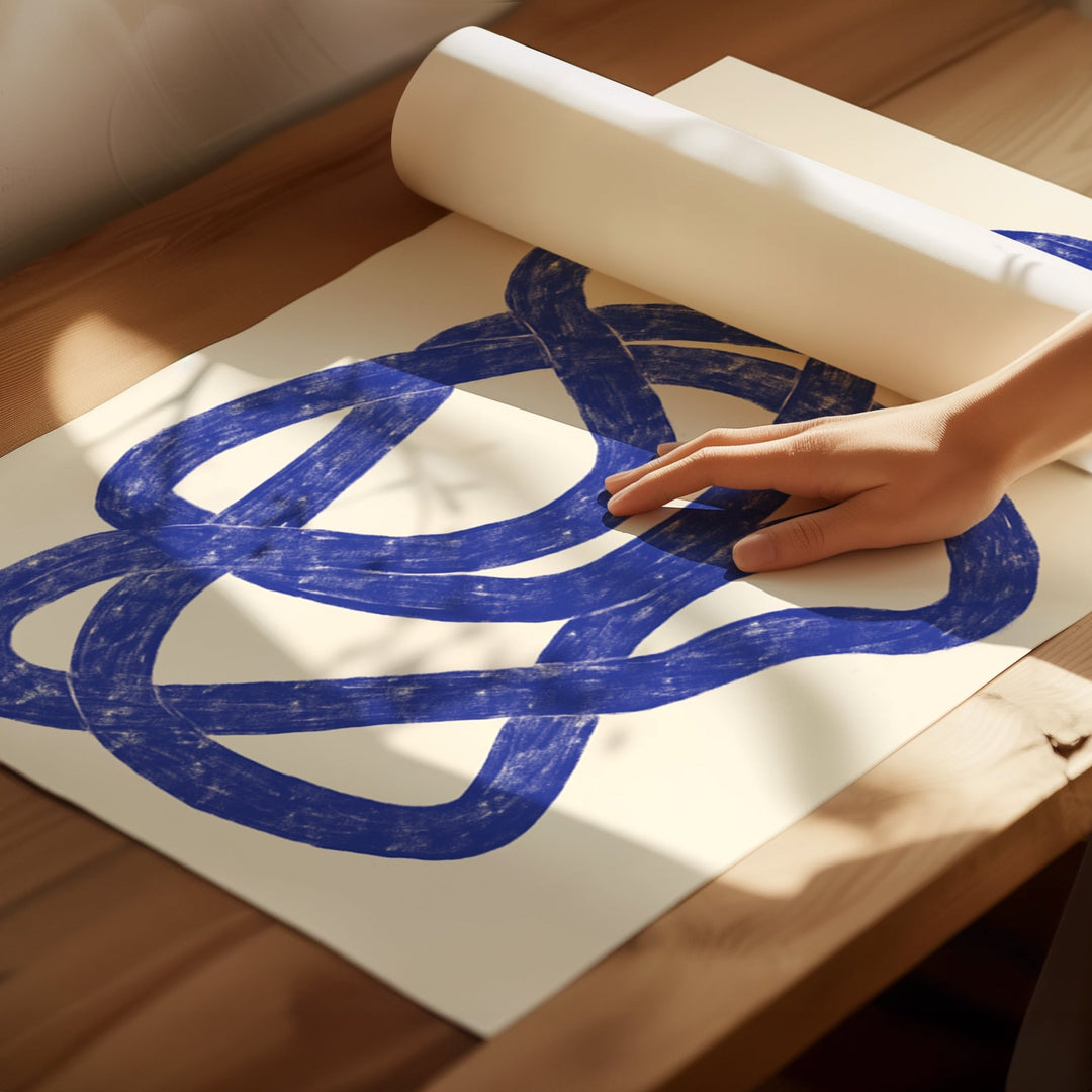 Blue Rope & Scribble Pair by Maison Bootsy,livingroom,timber border