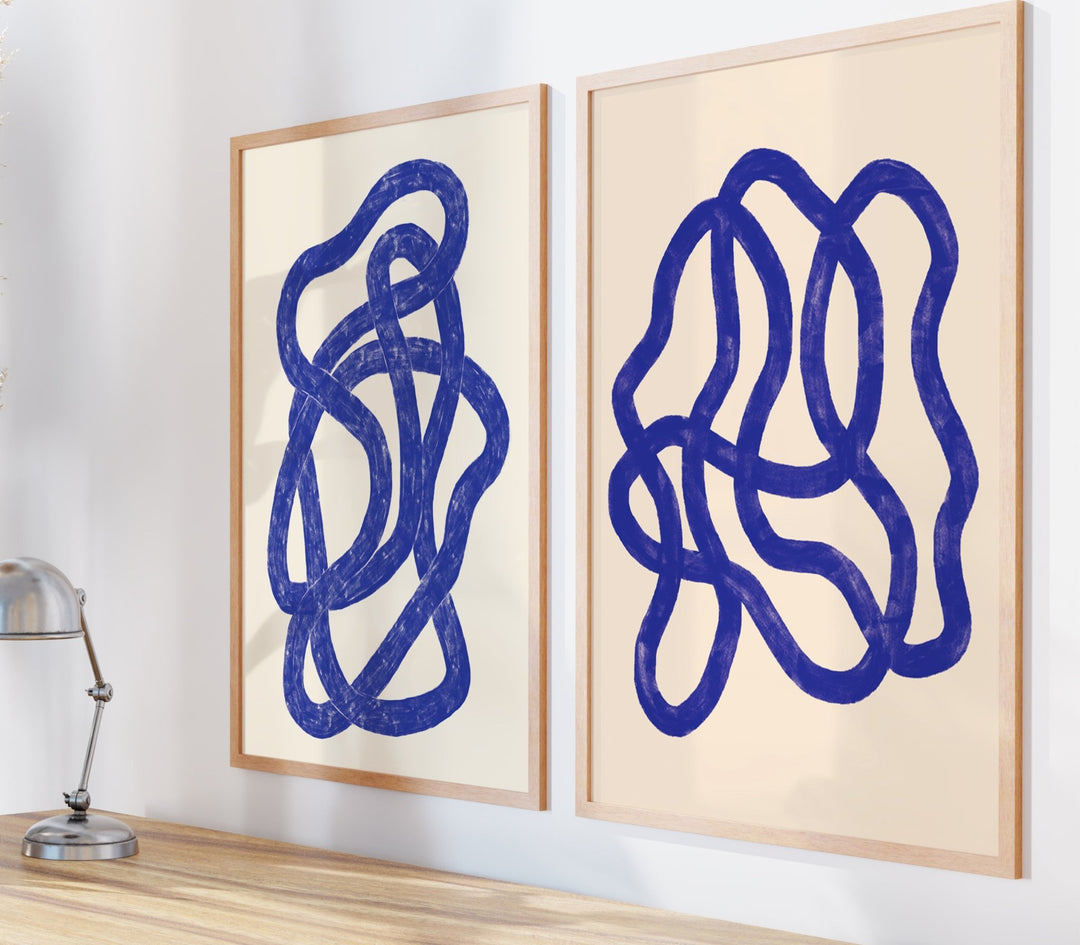 Blue Rope & Scribble Pair by Maison Bootsy,livingroom,timber border