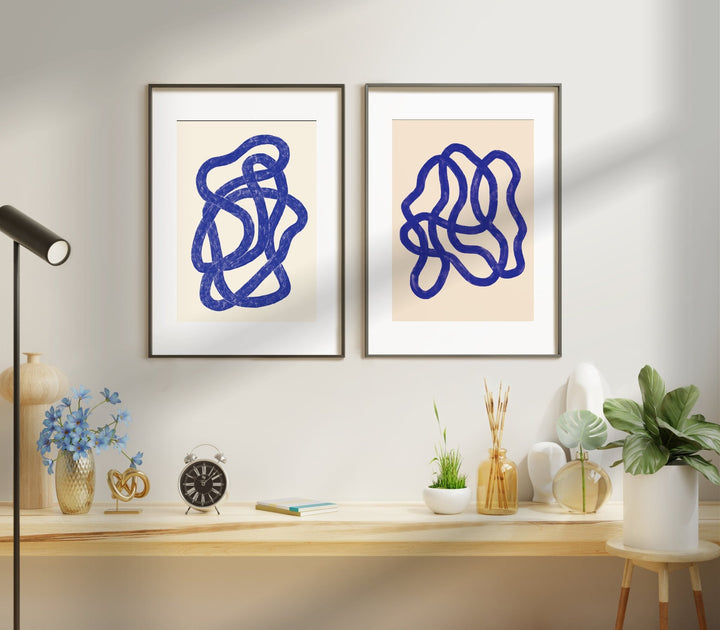 Blue Rope & Scribble Pair by Maison Bootsy,livingroom,timber border