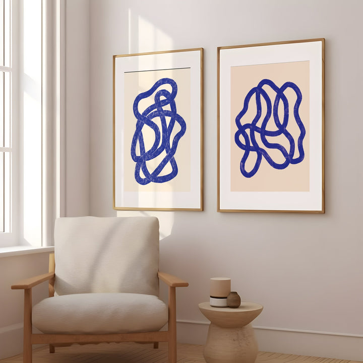 Blue Rope & Scribble Pair by Maison Bootsy,livingroom,timber border