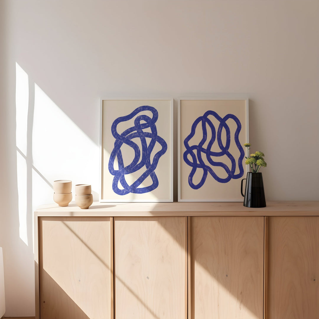 Blue Rope & Scribble Pair by Maison Bootsy,livingroom,timber border