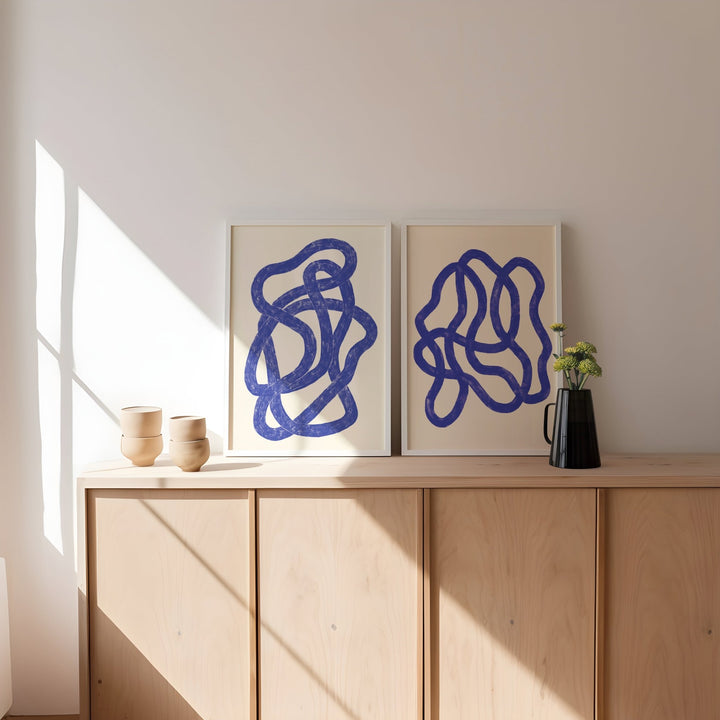 Blue Rope & Scribble Pair by Maison Bootsy,livingroom,timber border