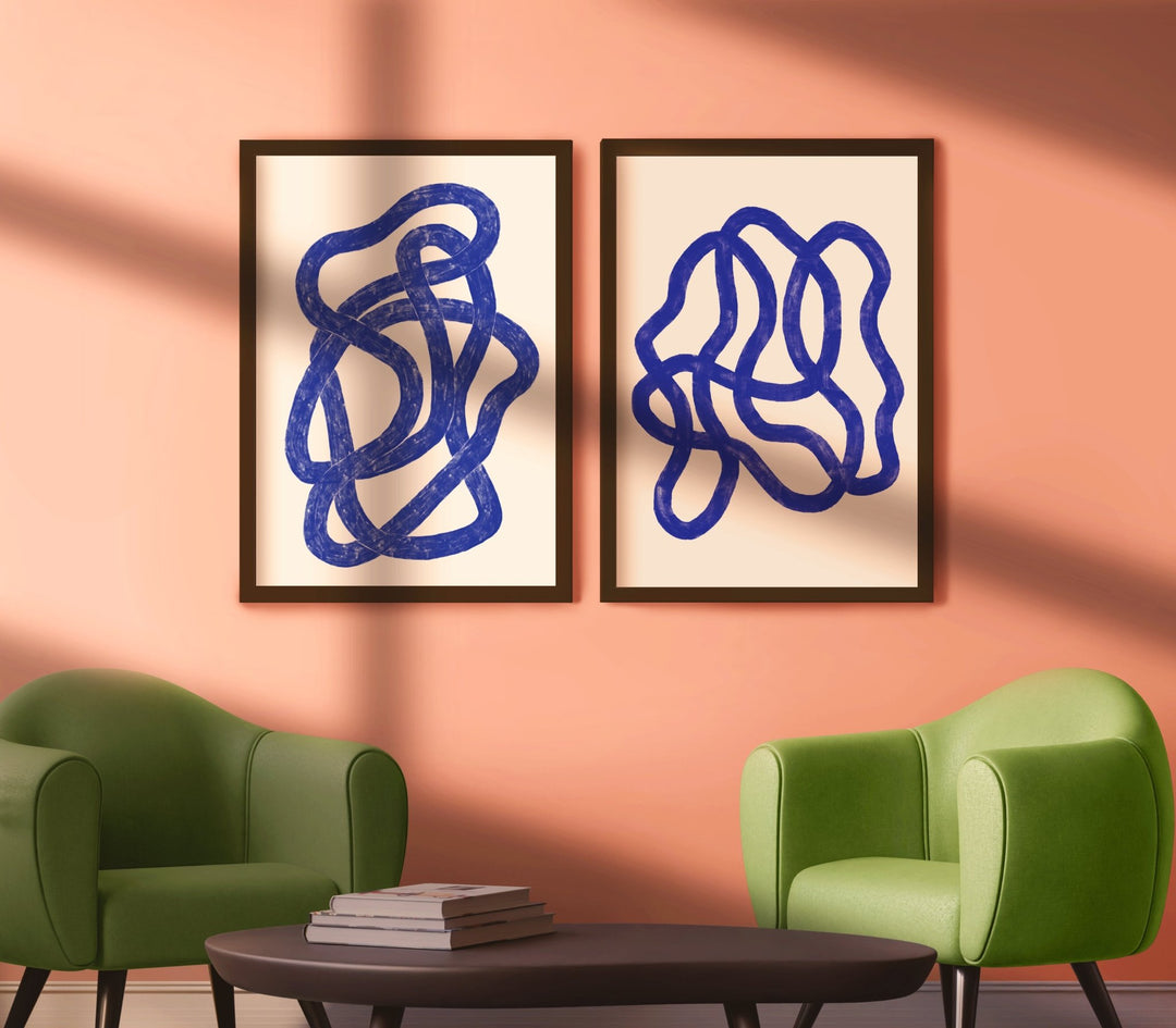 Blue Rope & Scribble Pair by Maison Bootsy,livingroom,timber border