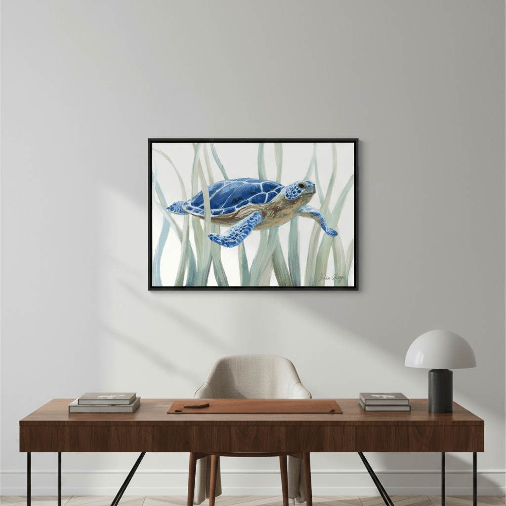 Blue Sea Turtle by Julia Cheney wall - art - picture - poster