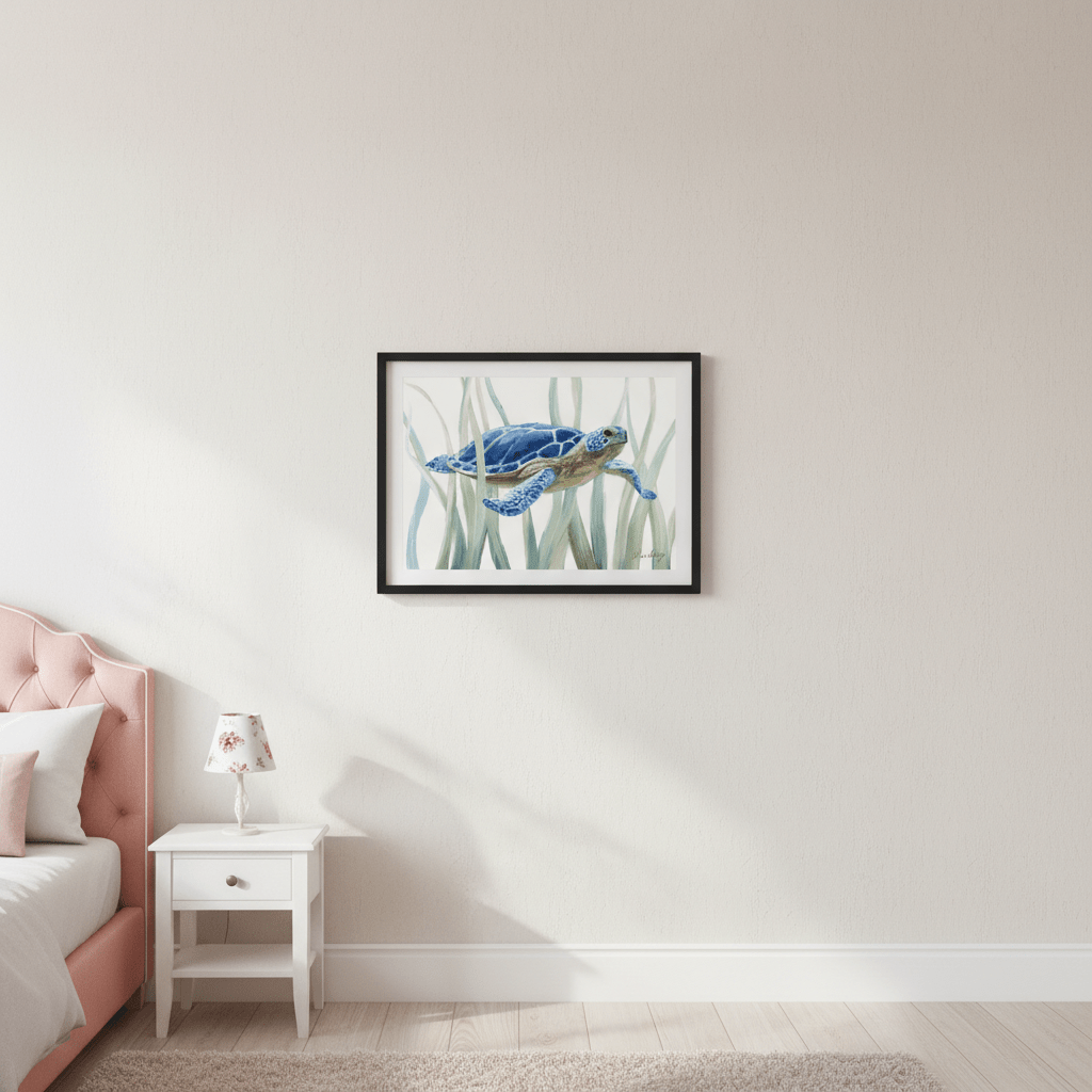 Blue Sea Turtle by Julia Cheney wall - art - picture - poster
