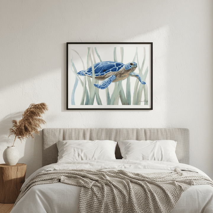 Blue Sea Turtle by Julia Cheney wall - art - picture - poster