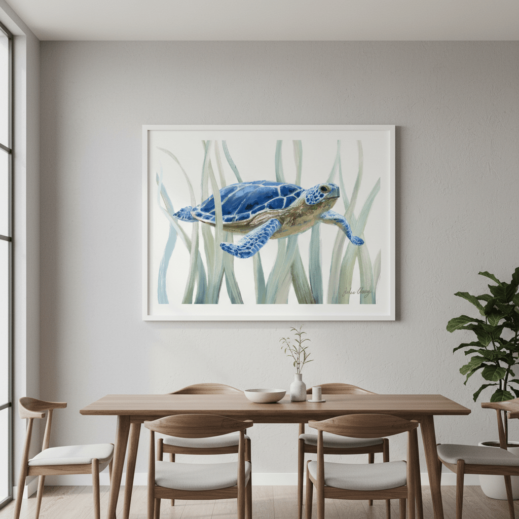 Blue Sea Turtle by Julia Cheney wall - art - picture - poster