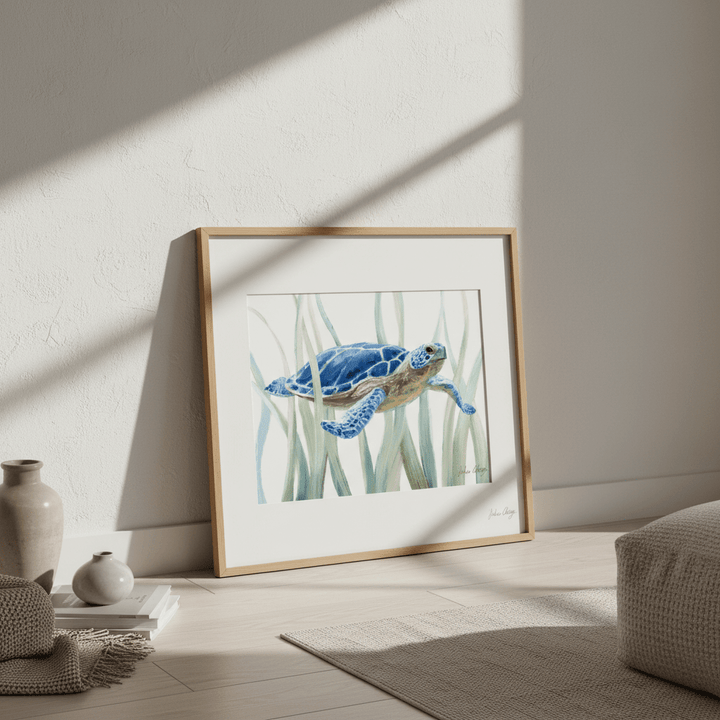 Blue Sea Turtle by Julia Cheney wall - art - picture - poster